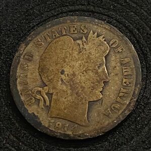 Antique 1914 Barber Dime 90% Silver